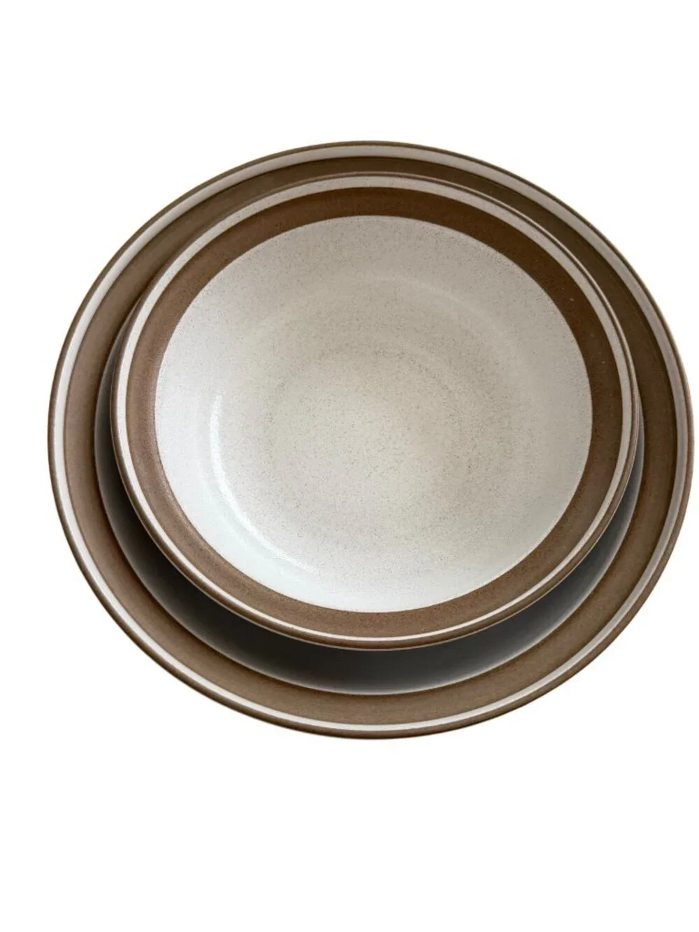 Heath Ceramics Set of 2 Serving Bowl Cream Brown Handmade Stoneware USA